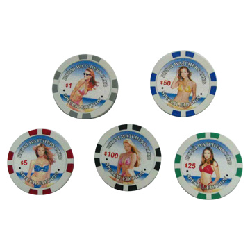 Poker Chips with Bikini Girls